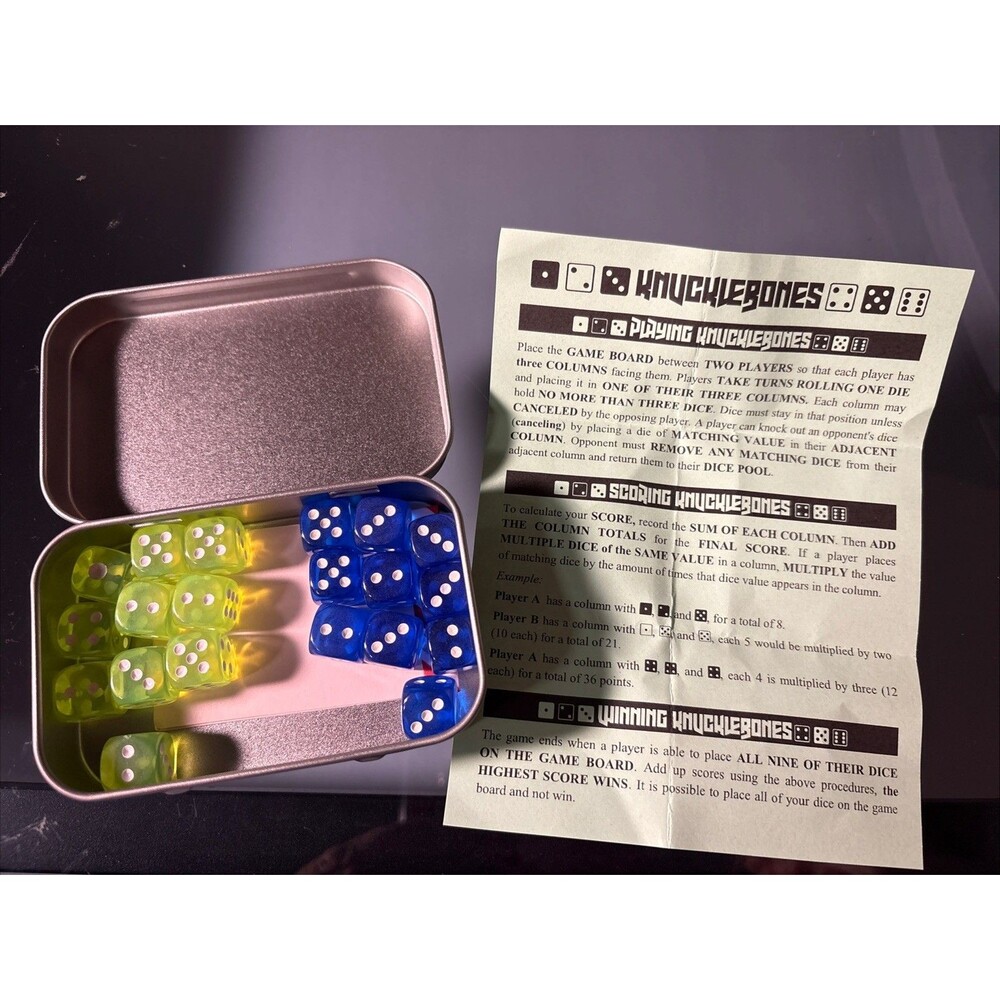 Knucklebones Mini Dice Game Cult of the Lamb Inspired Portable Travel Tin